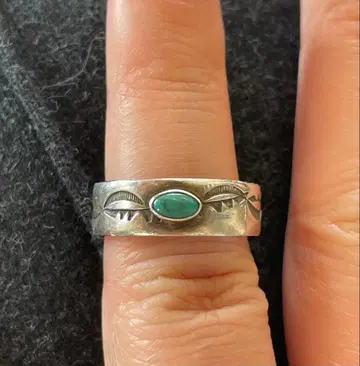 터콰이즈 조각 실버 반지