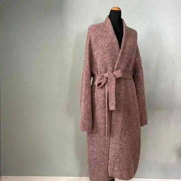 AMERI 핑크 니트 롱 가디건