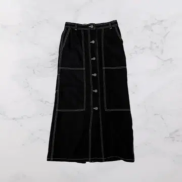 구제 의류 블랙 데님 롱 스커트