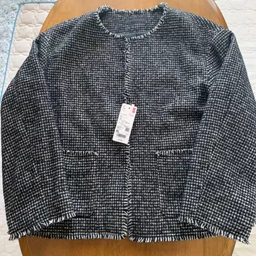 노카라 트위드 자켓 블랙 화이트