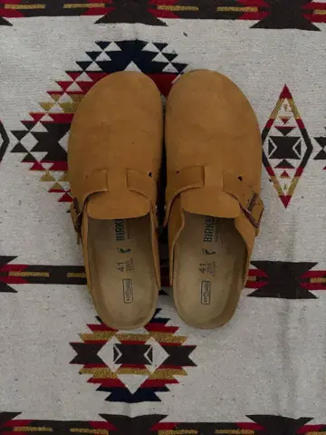 브라운 스웨이드 클로그 샌들 41