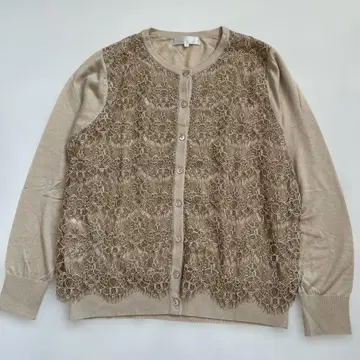 자유구 빅 사이즈 44 레이스 가디건 베이지 얇은 소재