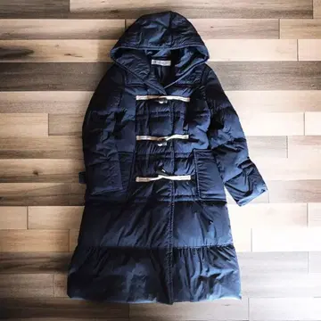 잡지 게재 M 사이즈 플라스테 네이비 후드 부착 다운 자켓