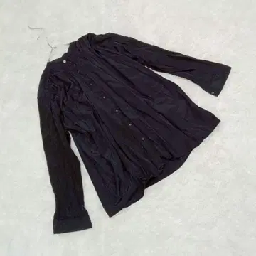 노카라 셔츠 (L) 프론트 오픈 풀 버튼 얇은 소재 심플 내추럴