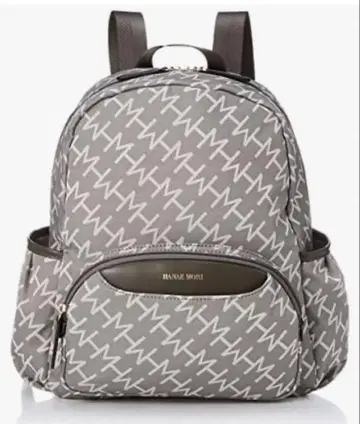 HANA MORI 클래시 자카드 백팩 로고 그레이 새상품급