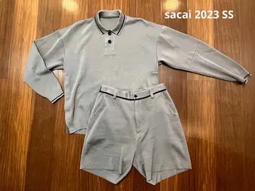Sacai 23SS 그레이 긴팔 리브 니트 & 숏팬츠 세트
