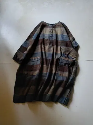 SUN VALLEY 선밸리 면+린넨 체크 포켓 튜닉