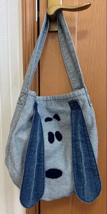 레어 BOOFOOWOO 스누피 긴자전 데님 토트백 부후우