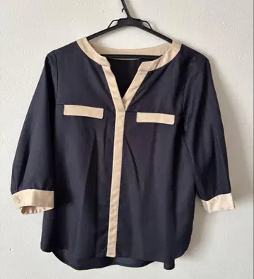 새상품급 TONAL 토널 바이컬러 블라우스 일본제 7부 소매