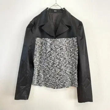 JAYRO 트위드 절개 지퍼 자켓 블랙 x 실버 계열 고급