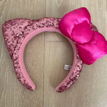 핑크 스팽글 키티 머리띠