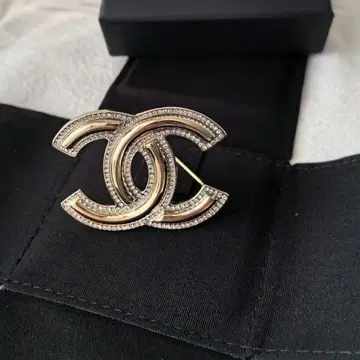 브로치 CC 마크 코코 마크 골드 스트라스