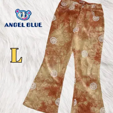angelblue 올 패턴 플레어 데님 팬츠 니코짱 스마일 타이다이 패턴