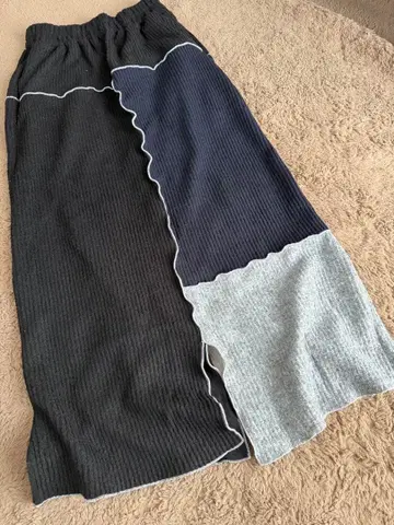 antiqua 안티카 리브 편직 패널 디자인 롱 스커트