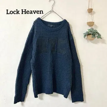 락 헤븐 Lock Heaven 로고 니트 L 네이비