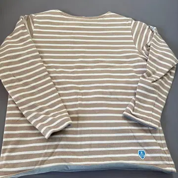 ORCIVAL 안감 플리스 티셔츠 베이지와 화이트 스트라이프 사이즈 2