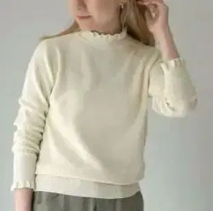 츠무구 tumugu 랜덤 리브 니트 프릴 하이넥 코튼