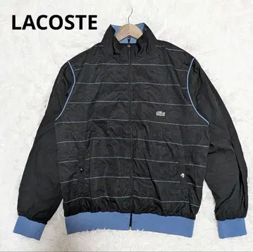 구제 의류 라코스테 트랙 자켓 자수 로고 레트로 저지 보더 블랙 블루