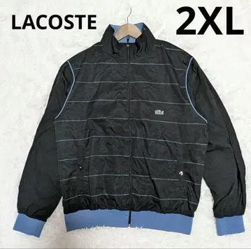 구제 의류 라코스테 트랙 자켓 자수 로고 레트로 저지 보더 블랙 블루