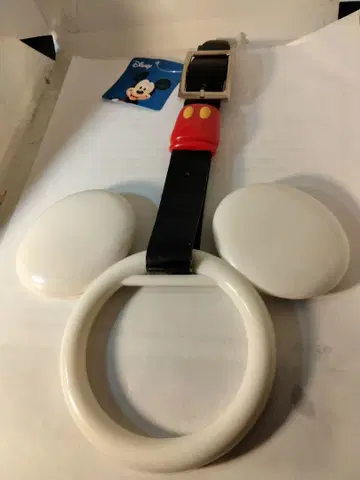 무료배송! Disney/미키마우스/낚시/블랙 가죽/미사용품