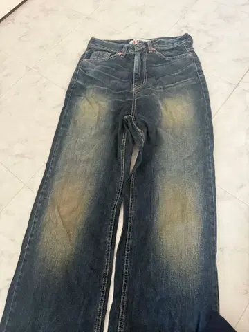 OOTJ 데님 블루 스트레이트 청바지