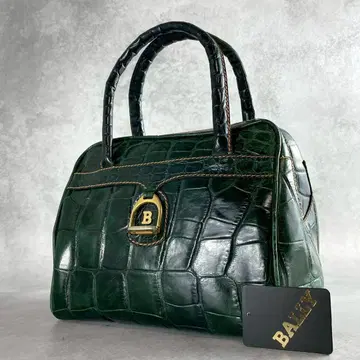 BALLY 발리 미니 보스턴 백 악어 엠보싱 가죽 그린