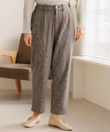 테이퍼드 팬츠 flower 체크 겨울 새상품