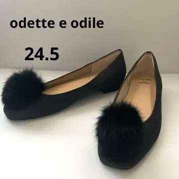 odette e odile 스웨이드 플랫슈즈 폼폼 블랙 24.5cm