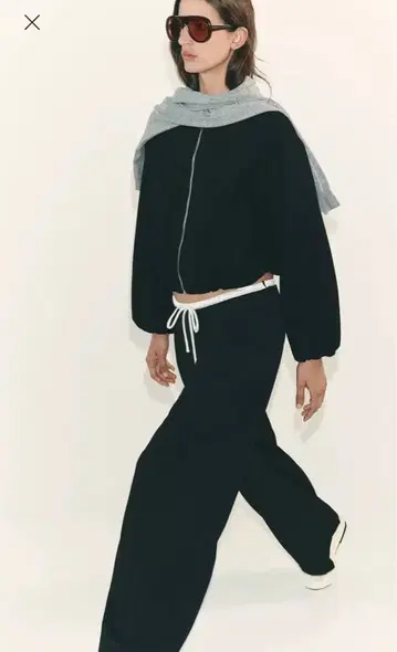 ZARA 와이드 레그 팬츠 더블 허리 밴딩 신상 XS