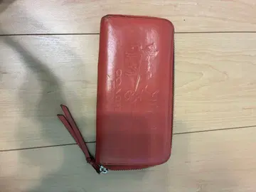 가죽 장지갑 빨간색 지퍼식