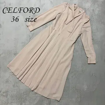 CELFORD 원피스 베이지 36 포멀 보타이 플리츠