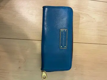 파란색 가죽 장지갑 골드 지퍼