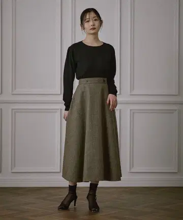 [ Sirin ] 시린 체크 무늬 플레어 스커트