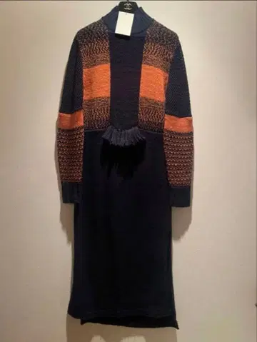 Mame Kurogouchi 니트 롱 원피스 네이비 오렌지