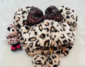 미니 레오파드 무늬 팬캡 미니 봉제 인형 참 세트