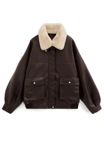 브라운 퍼 오버 사이즈 자켓