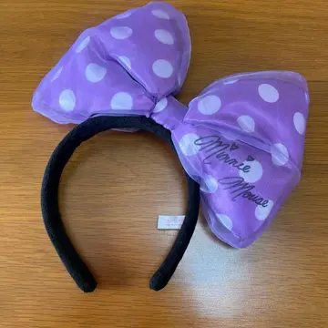 미니 머리띠 보라색 리본 디즈니 도트 머리띠