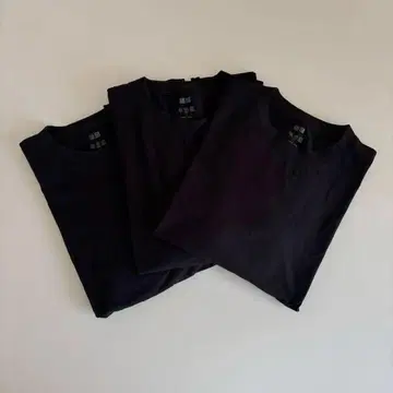 에어리즘 코튼 UV컷 크루넥 T (긴팔) 블랙 L 3개 세트