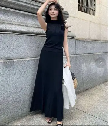 anuans 아뉴앙스 세미 시어 리브 니트 셋업