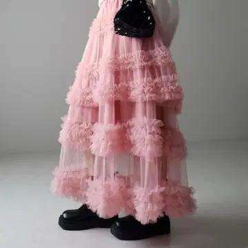 me+em select 시어 프릴 레이어드 볼륨 샤샤 스커트