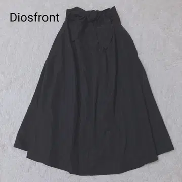 디오스 프론트 롱 스커트 허리 리본 블랙 L A 라인 고급