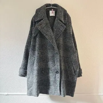 [ Spick and Span ] W 슬라이버 체크 하프 코트 38