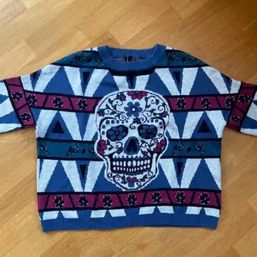 MAD LOVE 스컬 패턴 코튼 니트 스웨터 중고