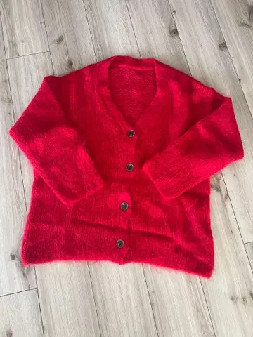 알파카 가디건 레드