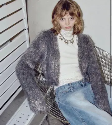 musubore 라메 페더 얀 가디건