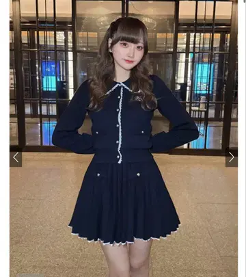 가디건 x 플리츠 스커트 셋업 GRL