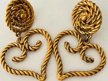 빈티지 매트 골드 빅 사이즈 하트 귀찌