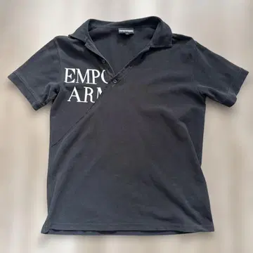 EMPORIO ARMANI 비대칭 피케 셔츠 M 블랙