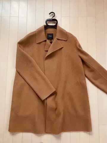 띠어리 더블 페이스 오픈 코트 캐시미어 혼방 카멜 S