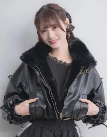 ROJITA 2WAY 컬러 인조 가죽 블루종 블랙